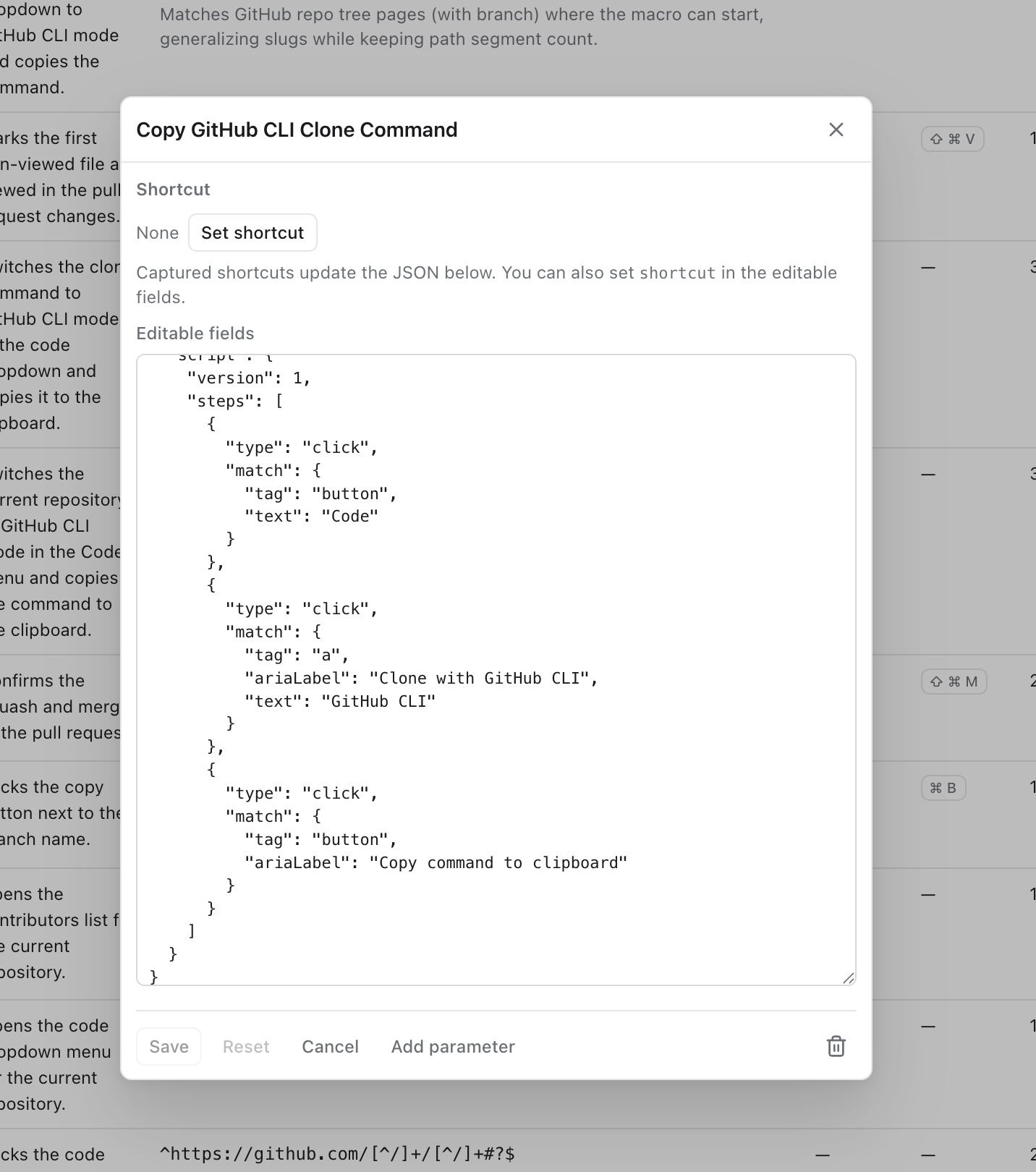 Compiled Overline script for copying the GitHub CLI clone command